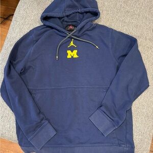 Jordan Men's Navy Blue Hoodie with Yellow Accents